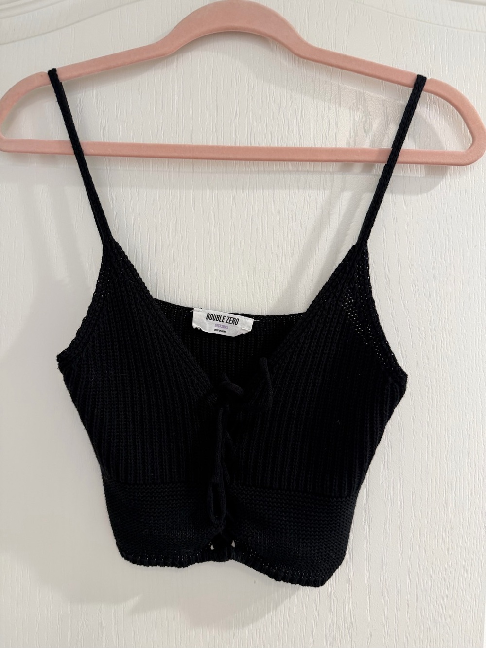Black Ribbed Tie-Front Cami